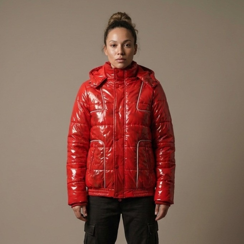 MILANO DI ROUGE Unisex Puffer Jacket XL Red Polyester Streetwear Hypebeast